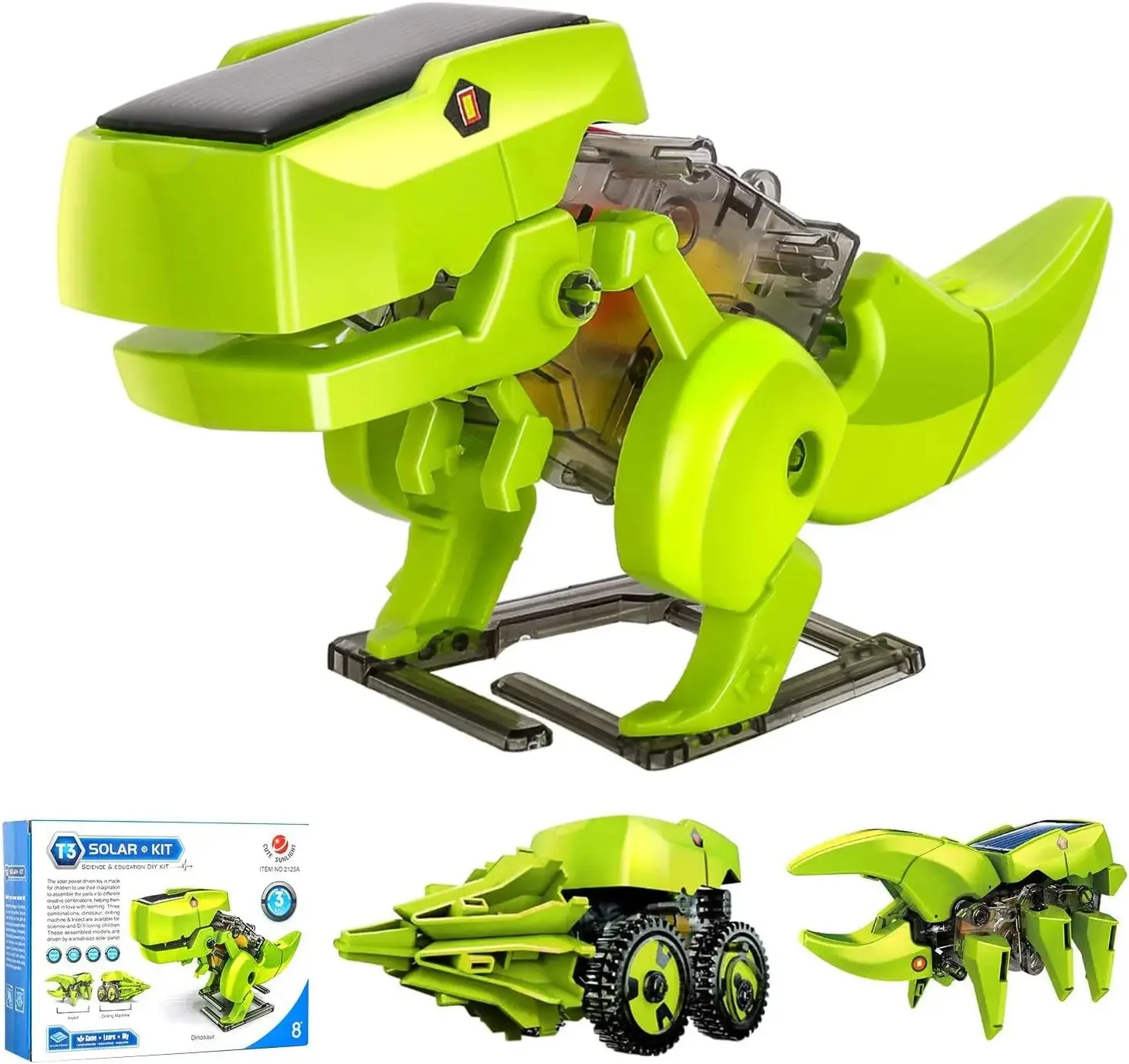 Stem Solar Robot Kit For Kids - ชุดประกอบหุ่นยนต์พลังงานแสงอาทิตย์3 in 1ของเล่นเพื่อการศึกษาก้านไดโนเสาร์ DIY ชุดวิทยาศาสตร์สำหรับเด็กสร้างและเรียนรู้ของเล่น