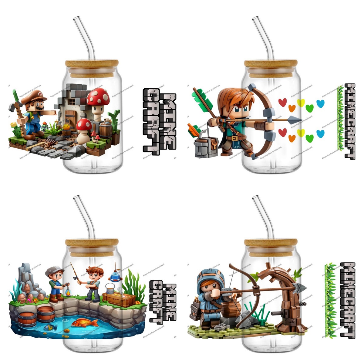 Building Blocks - คุณภาพสูง ‌ สติกเกอร์ลายการ์ตูน 3 มิติ สำหรับติดแก้วน้ำ