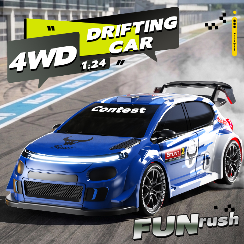 Rc Drift Car 1 24 Scale 4Wd - รถดริฟท์ RC ขนาด 1:24 ขับเคลื่อน 4