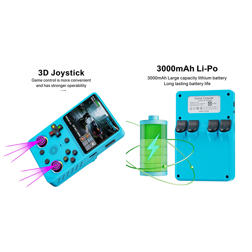Retro Handheld Game Console R36S - RG36MAX เครื่องเล่นเกมพกพาสไตล์เรโทร, เครื่องเล่นเกมพกพาสไตล์เรโทร, R36S เครื่องเล่นเกมระบบลินุกซ์ขนาด 3.5