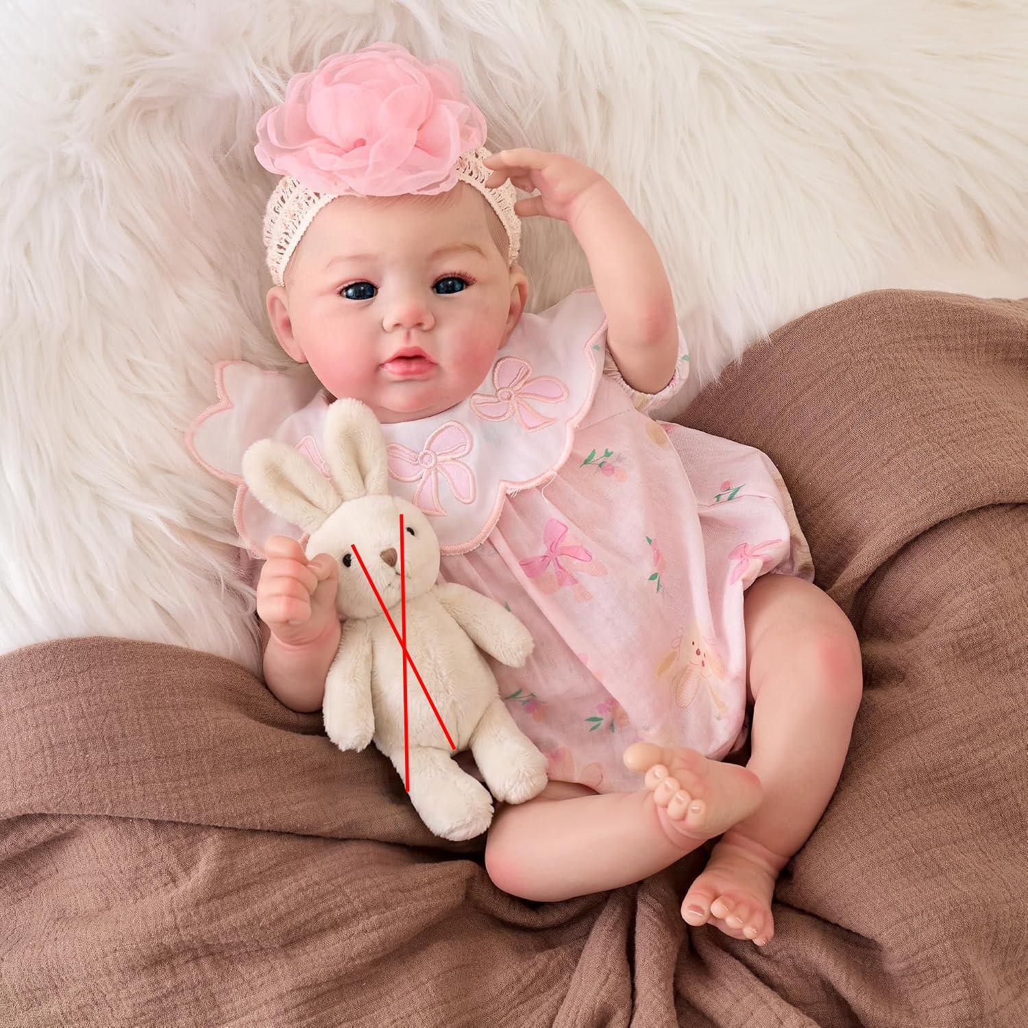 Reborn Baby Doll Silicone Realistic - ตุ๊กตาเด็กทารกซิลิโคนไวนิล ทำมือ ขนาด 48 ซม. ลงสีสมจริง