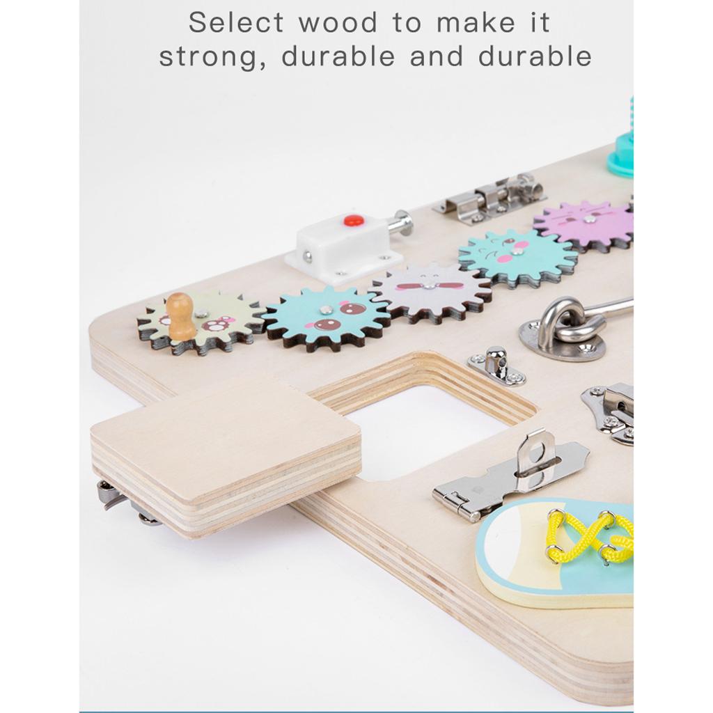 กระดานกิจกรรมสำหรับเด็กเล็ก ขอ - Montessori Wooden Busy Board Toddler บทวิจารณ์และราคา