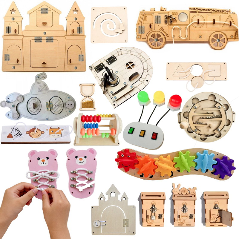 DIY มอนเตสซอรี่ บิซซี่ บอร์ด อ - Montessori Wooden Busy Board Toddler บทวิจารณ์และราคา