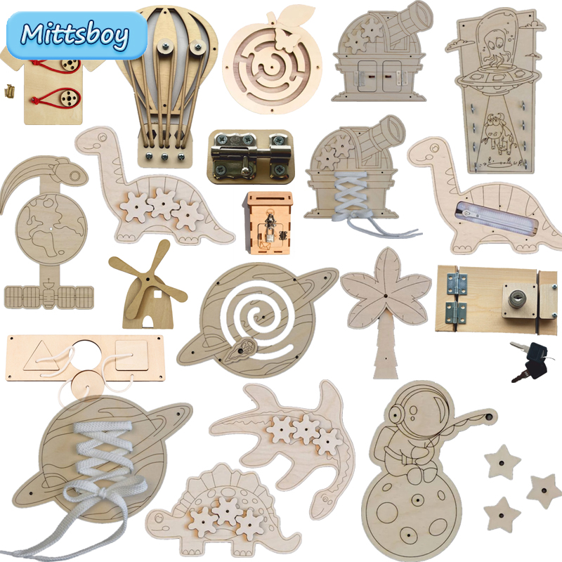 Montessori ของเล่นไม้ไดโนเสาร์ - Montessori Wooden Busy Board Toddler บทวิจารณ์และราคา